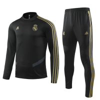 19-20 Real Madrid Black Sweat Shirt Kit(Top+Trouser)