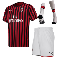 19-20 AC Milan Home Black&Red Soccer Jerseys Kit(Shirt+Short+Sock)