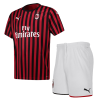 19-20 AC Milan Home Black&Red Soccer Jerseys Kit(Shirt+Short)