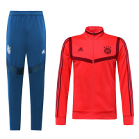 19/20 Bayern Munich Red&Dark Red High Neck Collar Training Kit(Jacket+Trouser)