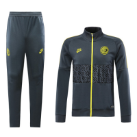 19-20 Inter Milan Gray&Yellow High Neck Collar Training Kit(Jacket+Trouser)