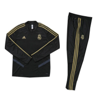 Kids 19-20 Real Madrid Black Sweat Shirt Kit(Top+Trouser)