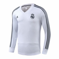 18-19 Real Madrid White V-Neck Sweat Top Shirt