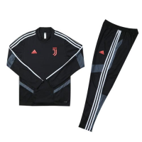 Kids 19-20 Juventus Black Sweat Shirt Kit(Top+Trouser)