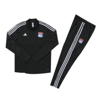 Kids 19/20 Olympique Lyonnais Black Sweat Shirt Kit(Top+Trouser)