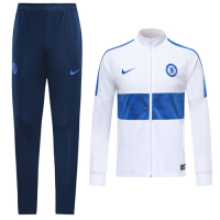 19/20 Chelsea White High Neck Collar Training Kit(Jacket+Trouser)