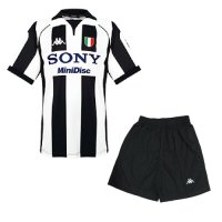97-98 Juventus Home Black&White Soccer Retro Jerseys Kit(Shirt+Short)