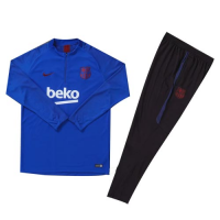 Kids 19/20 Barcelona Blue Zipper Sweat Shirt Kit(Top+Trouser)