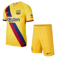 19/20 Barcelona Away Yellow Soccer Jerseys Kit(Shirt+Short)