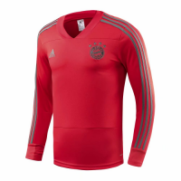 18-19 Bayren Munich Red&Gray Stripe V-Neck Sweat Top Shirt