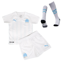 19/20 Marseilles Home White Children's Jerseys Kit(Shirt+Short+Socks)