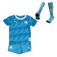 19/20 Marseilles Away Blue Children's Jerseys Kit(Shirt+Short+Socks)