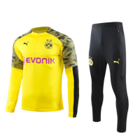 19/20 Borussia Dortmund Yellow Zipper Sweat Shirt Kit(Top+Trouser)