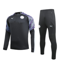 19/20 Manchester City Black Zipper Sweat Shirt Kit(Top+Trouser)