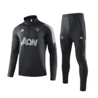 19/20 Manchester United Black Zipper Sweat Shirt Kit(Top+Trouser)