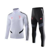 19/20 Juventus White High Neck Collar Sweat Shirt Kit(Top+Trouser)