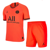 19/20 PSG JORDAN Away Red&Orange Soccer Jerseys Kit(Shirt+Short)