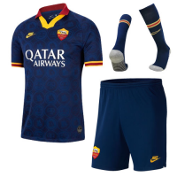 19/20 Roma Third Away Navy Soccer Jerseys Whole Kit(Shirt+Short+Socks)