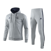 19/20 Real Madrid Gray Hoodie Training Kit(Jacket+Trouser)
