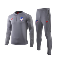 19/20 Atletico Madrid Gray Zipper Sweat Shirt Kit(Top+Trouser)