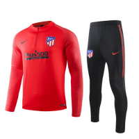 19/20 Atletico Madrid Red Zipper Sweat Shirt Kit(Top+Trouser)