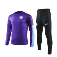 19/20 Manchester City Purple Zipper Sweat Shirt Kit(Top+Trouser)