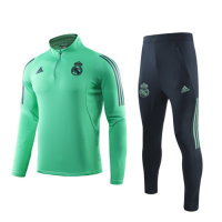 19/20 Real Madrid Green High Neck Collar Sweat Shirt Kit(Top+Trouser)