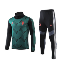 19/20 Juventus Green High Neck Collar Sweat Shirt Kit(Top+Trouser)