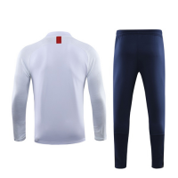19/20 PSG White Zipper Sweat Shirt Kit(Top+Trouser)