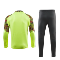 19/20 Manchester City Fluorescent Green Zipper Sweat Shirt Kit(Top+Trouser)