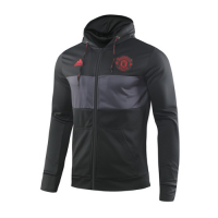 19/20 Manchester United Black&Gray Hoodie Training Kit(Jacket+Trouser)