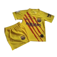 19/20 Barcelona Fourth Senyera Yellow Children's Jerseys Kit(Shirt+Short)