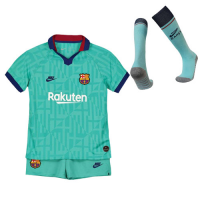 19/20 Barcelona Third Away Blue Children's Jerseys Kit(Shirt+Short+Socks)