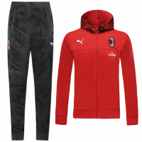 19/20 AC Milan Red Hoodie Training Kit(Jacket+Trouser)