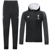 19/20 Liverpool Black Hoodie Training Kit(Jacket+Trouser)