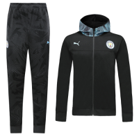 19/20 Manchester City Black Hoodie Training Kit(Jacket+Trouser)