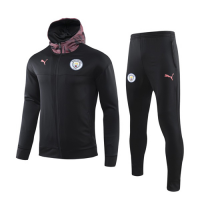 19/20 Manchester City Black Hoody Training Kit(Jacket+Trouser)