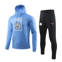 19/20 Manchester City Light Blue Hoody Sweat Shirt Kit(Top+Trouser)