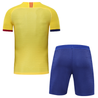 Barcelona Style Customize Team Yellow Soccer Jerseys Kit(Shirt+Short)