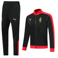 19/20 AC Milan Black High Neck Collar Training Kit(Jacket+Trouser)