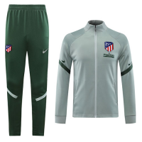 20/21 Atletico Madrid Light Gray High Neck Collar Training Kit(Jacket+Trouser)