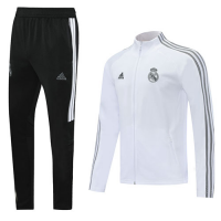 20/21 Real Madrid White High Neck Collar Training Kit(Jacket+Trouser)