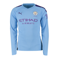 19/20 Manchester City Home Blue Long Sleeve Jerseys Shirt