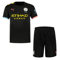19-20 Manchester City Away Black Jerseys Kit(Shirt+Short)
