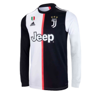 19-20 Juventus Home Black&White Long Sleeve Soccer Jerseys Shirt