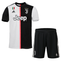 19-20 Juventus Home Black&White Soccer Jerseys Kit(Shirt+Short)