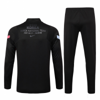 2020 South Korea Black Zipper Sweat Shirt Kit(Top+Trouser)