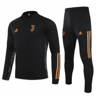20/21 Juventus Black Zipper Sweat Shirt Kit(Top+Trouser)