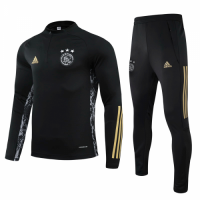 20/21 Ajax Black Zipper Sweat Shirt Kit(Top+Trouser)
