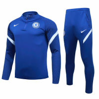 20/21 Chelsea Dark Blue Zipper Sweat Shirt Kit(Top+Trouser)